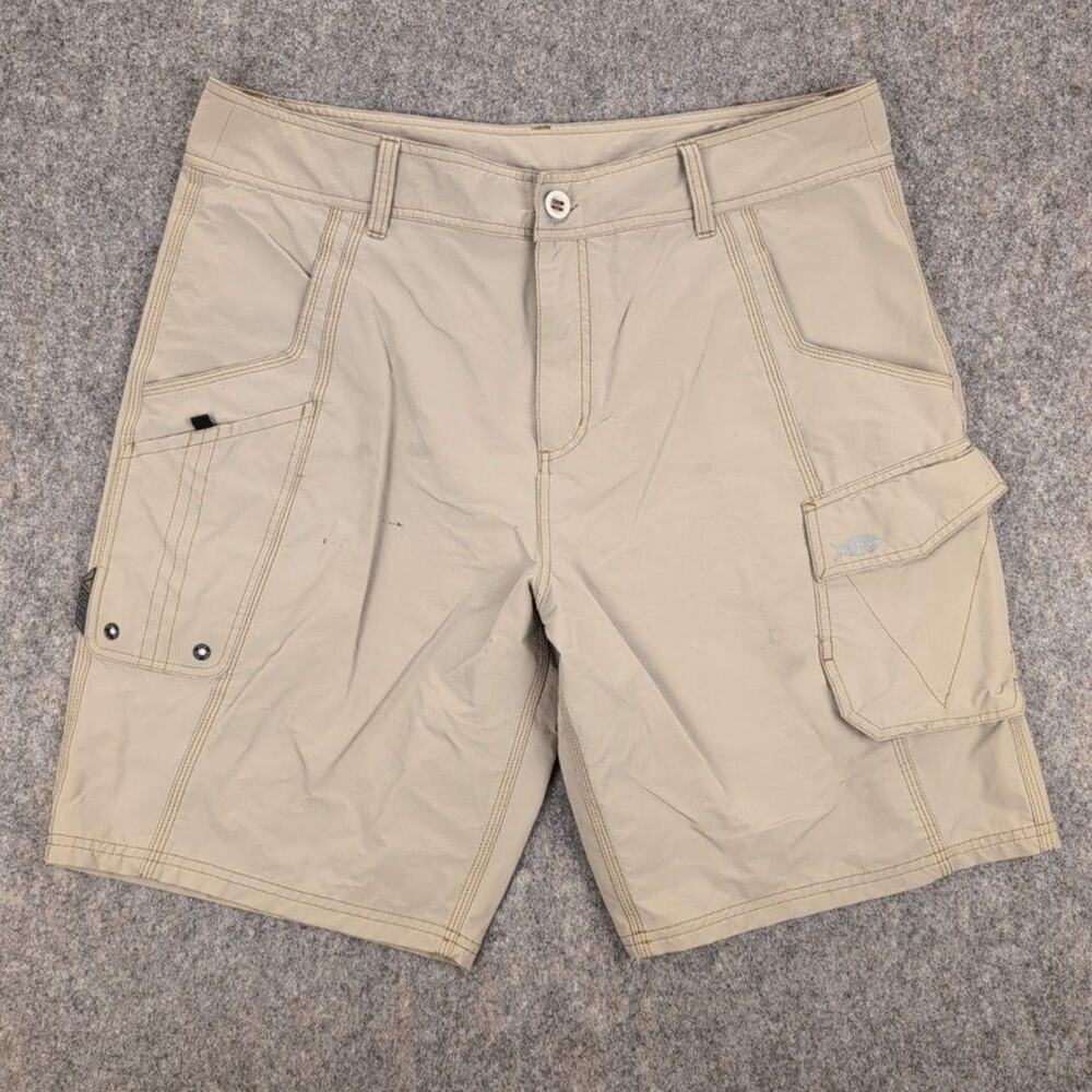 AFTCO Shorts Mens 38 Beige Nylon Cargo Quick Dry Stretch Pockets Outdoor Fishing